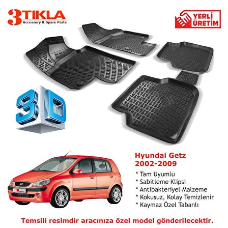 Hyundai Getz 2002-2009 Premium 3D Havuzlu Paspas Seti