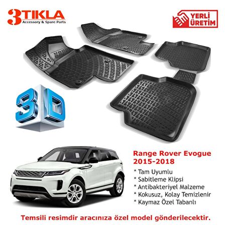 Range Rover Evogue 2015-2018 Premium 3D Havuzlu Paspas Seti