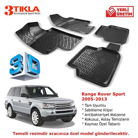 Range Rover Sport 2005-2013 Premium 3D Havuzlu Paspas Seti