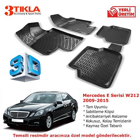 Mercedes E Serisi W212 2009-2015 Premium 3D Havuzlu Paspas Seti