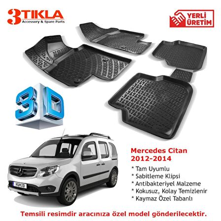 Mercedes Citan 2012-2014 Premium 3D Havuzlu Paspas Seti