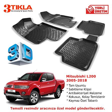 Mitsubishi L200 2005-2018 Premium 3D Havuzlu Paspas Seti