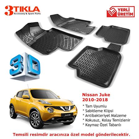 Nissan Juke 2010-2018 Premium 3D Havuzlu Paspas Seti