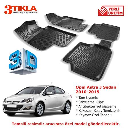 Opel Astra J Sedan 2010-2015 Premium 3D Havuzlu Paspas Seti