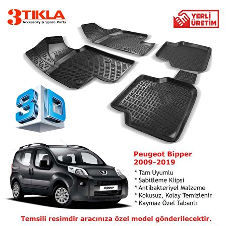 Peugeot Bipper 2009-2019 Premium 3D Havuzlu Paspas Seti
