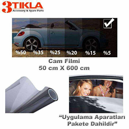 Oto/Ev Cam Filmi 50cm x 6 Mt Super Dark Black %5