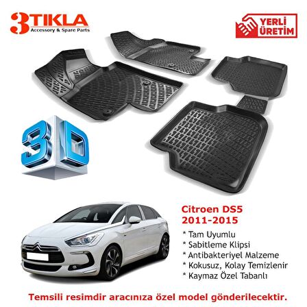 Citroen DS5 2011-2015 Premium 3D Havuzlu Paspas Seti