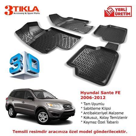 Hyundai Santa Fe 2006-2012 Premium 3D Havuzlu Paspas Seti