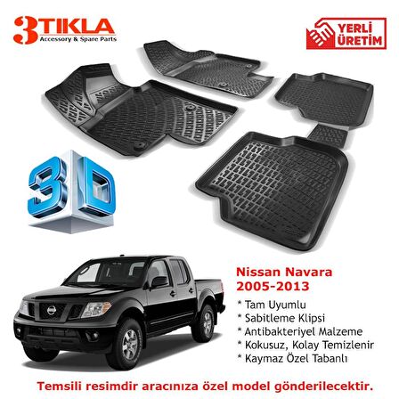 Nissan Navara 2005-2013 Premium 3D Havuzlu Paspas Seti