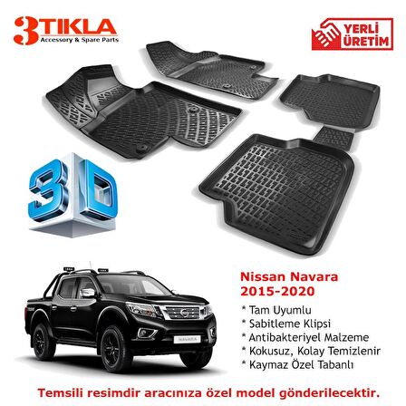 Nissan Navara 2015-2020 Premium 3D Havuzlu Paspas Seti