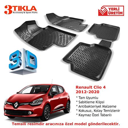 Renault Clio 4 2012-2020 Premium 3D Havuzlu Paspas Seti