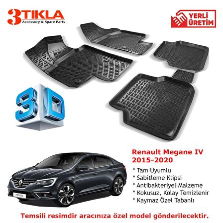 Renault Megane IV 2015-2020 Premium 3D Havuzlu Paspas Seti
