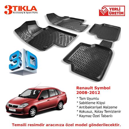 Renault Symbol 2008-2012 Premium 3D Havuzlu Paspas Seti