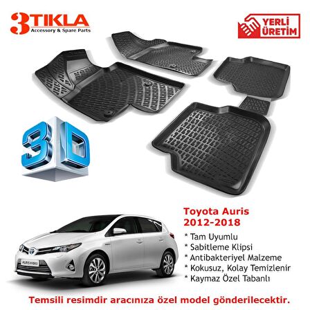 Toyota Auris 2012-2018 Premium 3D Havuzlu Paspas Seti
