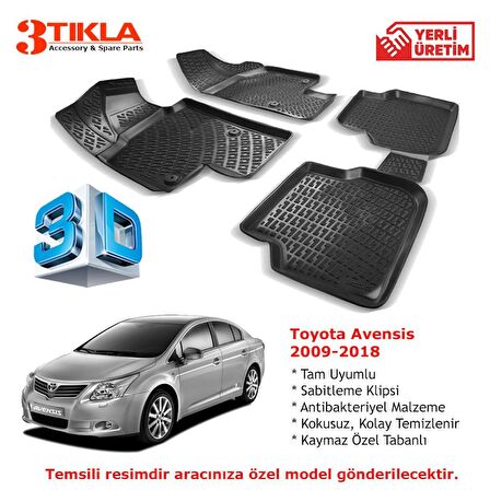 Toyota Avensis 2009-2018 Premium 3D Havuzlu Paspas Seti