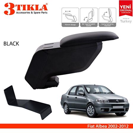 3 Tıkla Fiat Albea 2002-2012 Delmesiz Çelik Ayaklı Siyah Kolçak Kol Dayama