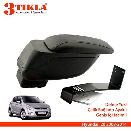 3 Tıkla Hyundai i20 2008-2014 Geniş Hacimli  Delmesiz Çelik Ayaklı  Kolçak Kol Dayama