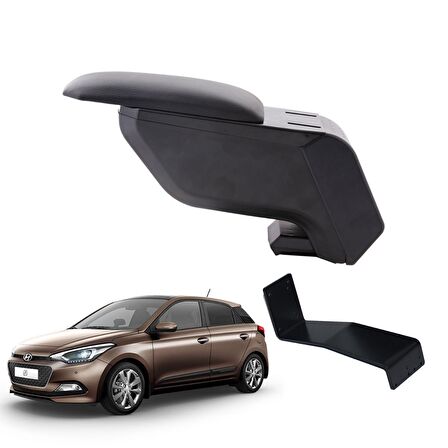 3 Tıkla Hyundai i20 2017 Delmesiz Çelik Ayaklı Siyah Kolçak Kol Dayama