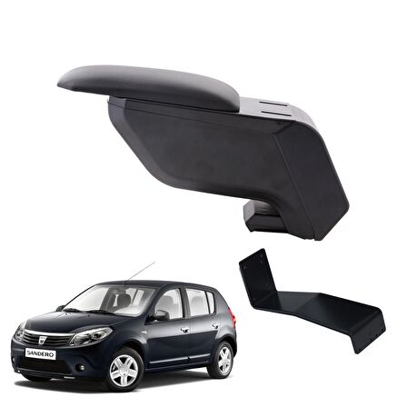 3 Tıkla Dacia Sandero 2009 Delmesiz Çelik Ayaklı Siyah Kolçak Kol Dayama