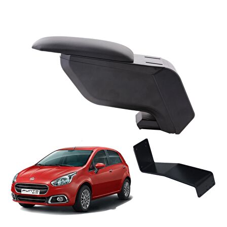 3 Tıkla Fiat Punto 2016 Delmesiz Çelik Ayaklı Siyah Kolçak Kol Dayama