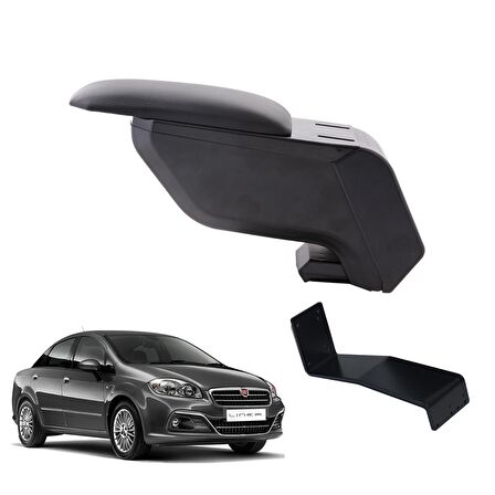 3 Tıkla Fiat Linea 2014 Delmesiz Çelik Ayaklı Siyah Kolçak Kol Dayama