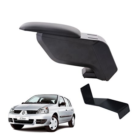 3 Tıkla Renault Clio HB 2001 Delmesiz Çelik Ayaklı Siyah Kolçak Kol Dayama