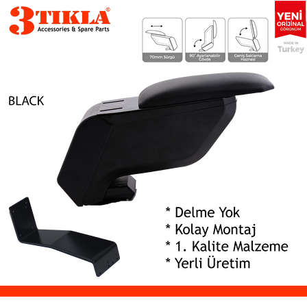 3 Tıkla Courier 2015 Camlı Van Delmesiz Çelik Ayaklı Siyah Kolçak Kol Dayama