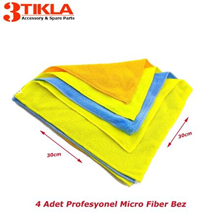 3 Tıkla Profesyonel Micro Fiber Bez Seti 4 Adet 30cm x 30cm