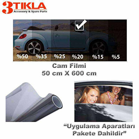 Oto/Ev Cam Filmi 50cm x 6 Mt Black %20