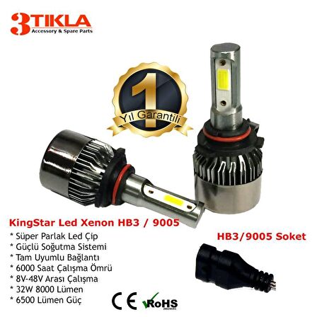 BMW 7 Serisi E38 1999-2001 HB3 Kısa Far Beyaz Led Xenon Şimşek Etkili Far Ampul 8000 Lümen
