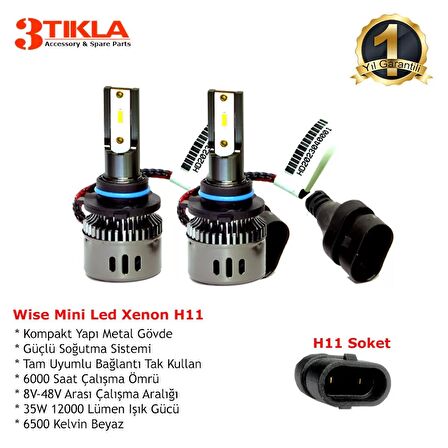 Wise Beyaz H11 Mini Led Xenon Şimşek Etkili 12000 Lümen