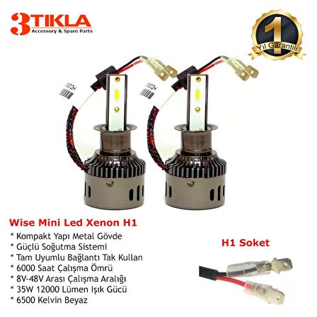 Wise Beyaz H1 Mini Led Xenon Şimşek Etkili 12000 Lümen