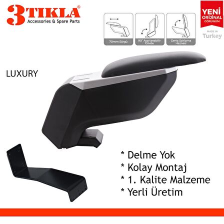 Lüks Set Opel Astra J Sedan 2014 Delmesiz Çelik Ayaklı Gri-Siyah Kolçak Kol Dayama, Direksiyon Kılıfı