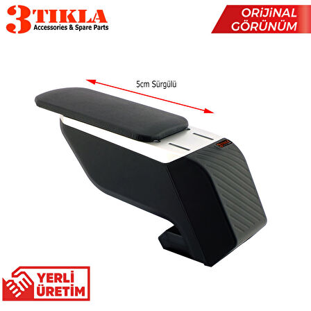 Connect 2011-2017 Premium HQ Lüks ABS Ayaklı Gri-Siyah Kolçak