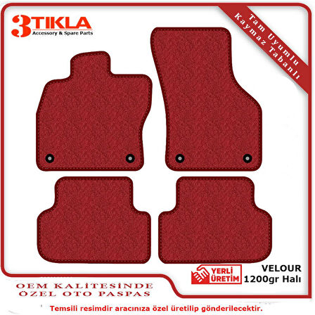 Opel Corsa C 3 Kapı 2000-2004 Halı Paspas Seti Kırmızı-