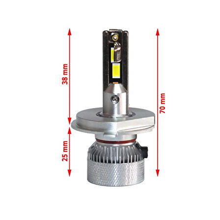 Fiat Panda 2003-2024  Far Ampulü  Mini Cosmo Beyaz H4 Mini Led Xenon Şimşek Etkili 15000 Lümen