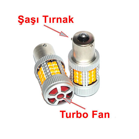 Platinum FX4086 Serisi Turbo Fanlı Şaşı Tırnaklı 40 Led Turuncu Sinyal Ampülü Süper Parlak İki Adet