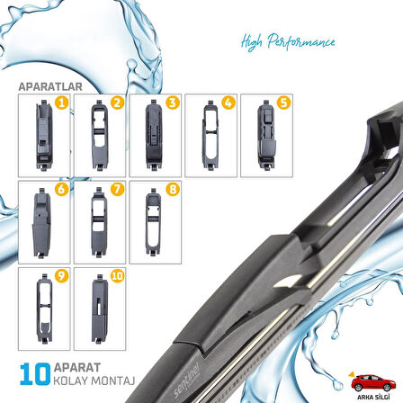 Arka Cam Sileceği 255mm 10 Aparatlı Universal Tüm Araçlara Uyumludur