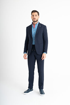 Süper Slim Fit Takım Elbise - Lacivert 54