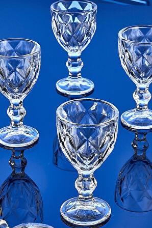 6'lı Cam Kahve Yanı Su Bardağı Seti,Elmas Kesim Ayaklı Bardak Kristal  