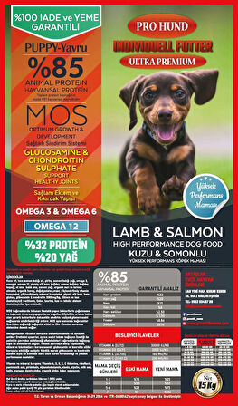 PRO HUND INDIVIDUELL Kuzu Etli & Somonlu Ultra Premium Yavru Köpek Maması (15Kg)