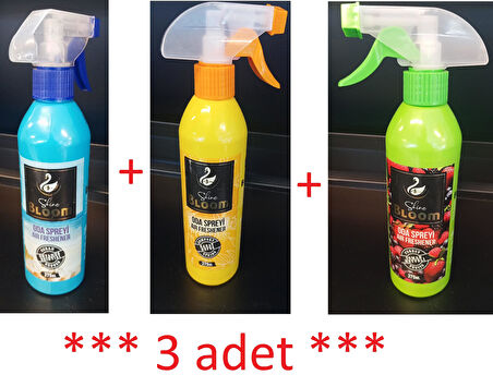 Shine Bloom 375ml x 3 adet oda spreyi (rahat nefes+OKYANUS+Orman meyveli) air freshener