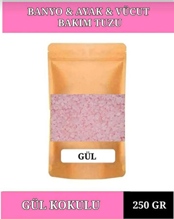250 gr GÜL YAĞI Banyo Tuzu Küvet & Jakuzi Tuzu Manikür & Pedikür Tuzu & Ayak Bakım Tuzu.