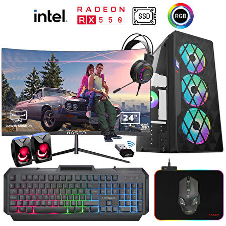 Xaser Xsr938 i5 3470 16GB Ram 1TB SSD 4GB RX550 24"Curved Masaüstü Oyuncu Bilgisayarı
