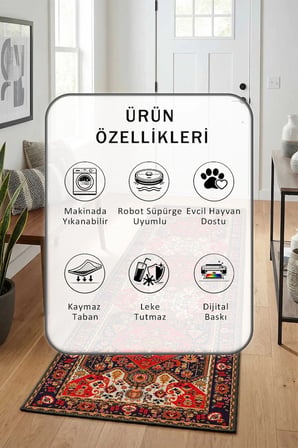 A-17 Yıkanabilir Yolluk Halı Kaymaz Taban Salon Mutfak Vizon