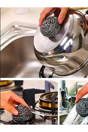 Technow %100 Paslanmaz Çelik Sürtme Bulaşık Ovma Teli 6 Adet 