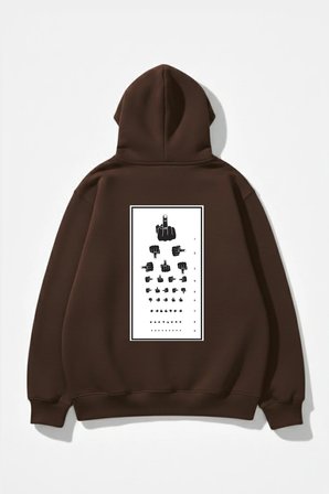 Unisex Yumuşak Dokulu Göz Testi Baskılı Tasarım Oversize 3 İplik Hoodie Sweatshirt