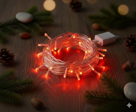 Şeffaf Kablo Etkinlik Eşyası Parti Süslemesi Damla Uçlu Kırmızı Dekoratif Işık 10 Metre 100 LED