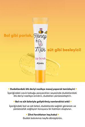 Süt ve Bal Özlü Pürüzsüzleştirici Dudak Peelingi APIEU Honey & Milk Lip Scrub