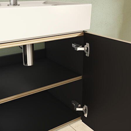 VitrA ArchiPlan 66557 Lavabo Dolabı, 45x38 cm, Mat Siyah / Sağ